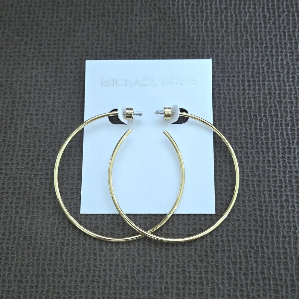 Michael Kors Gold💛 "Cityscape"🏙 Large Hoop Earrings - Picture 6 of 14